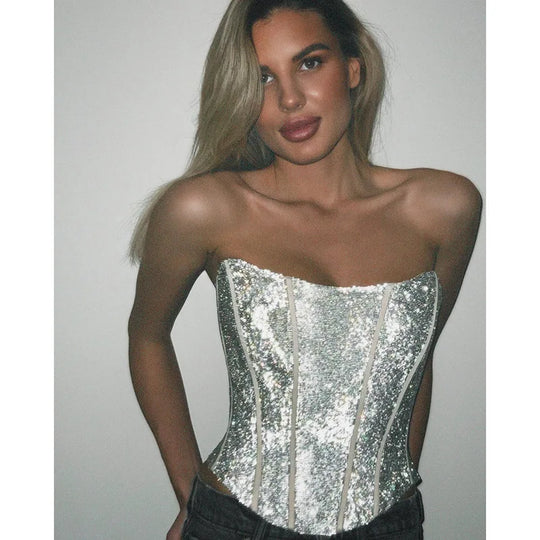R&B | Korsett Strapless Glitzer Top