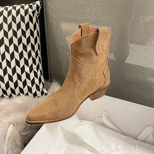 R&B | Rindsleder Damen Wildleder Damen Stiefel mit Absatz