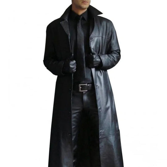 R&B | Lange Lederjacke für Herren mit Kragen