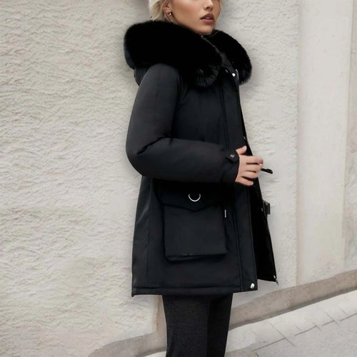 R&B | Winter-Windbreaker mit Kapuze, Durchgehendem Reißverschluss, Taillenzug und Taschen
