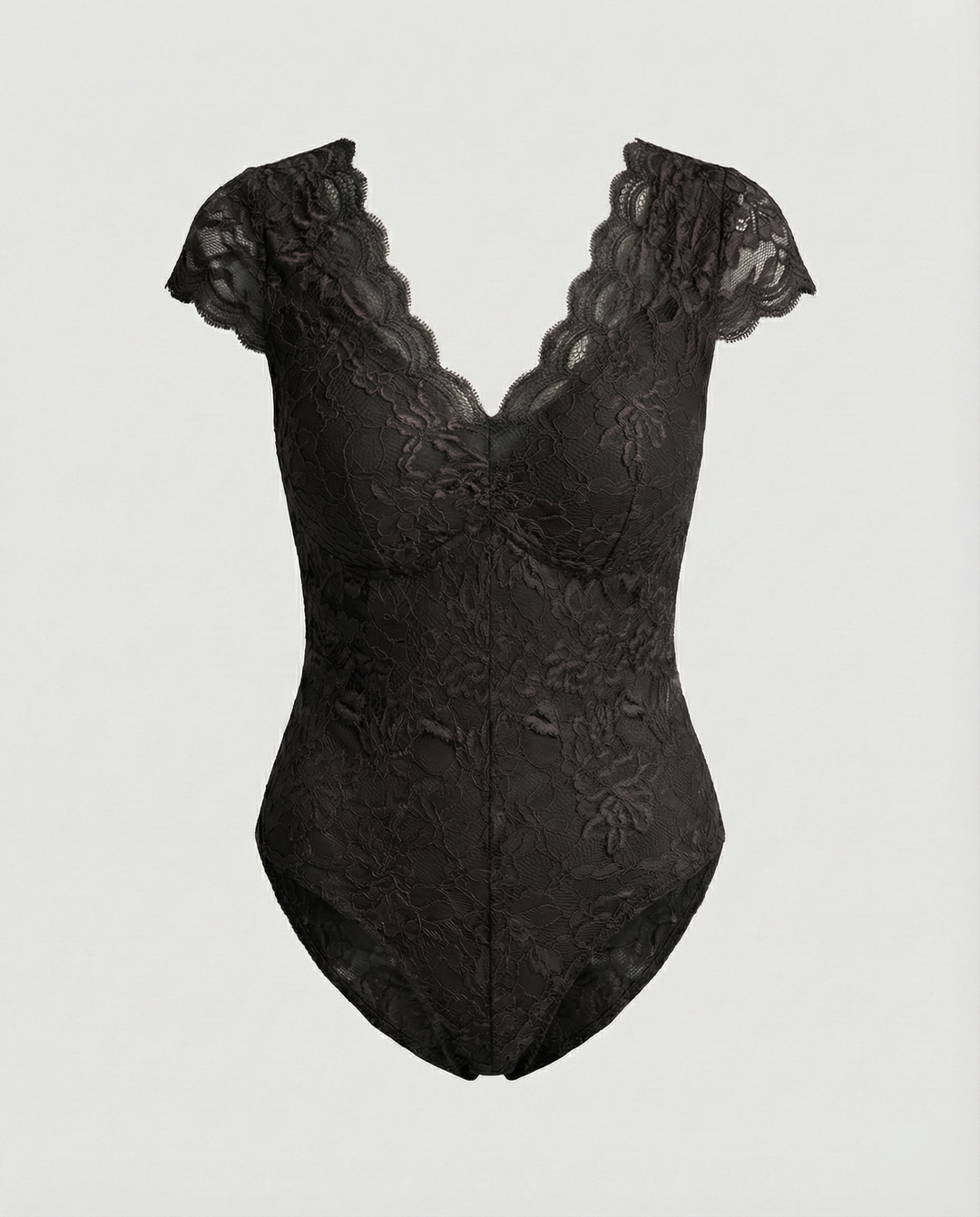 R&B - Elegante Body Suit mit Spitzenärmeln und V-Ausschnitt