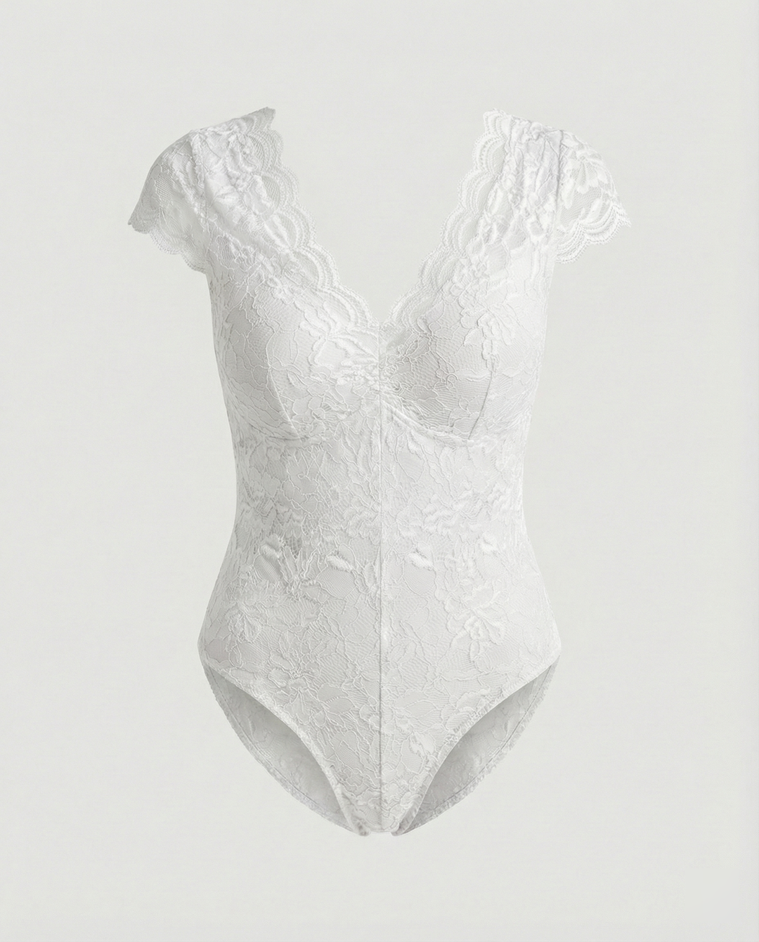 R&B - Elegante Body Suit mit Spitzenärmeln und V-Ausschnitt
