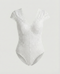Sophia - Figurbetonte Kurzarm-Bodysuits mit V-Ausschnitt und Spitze