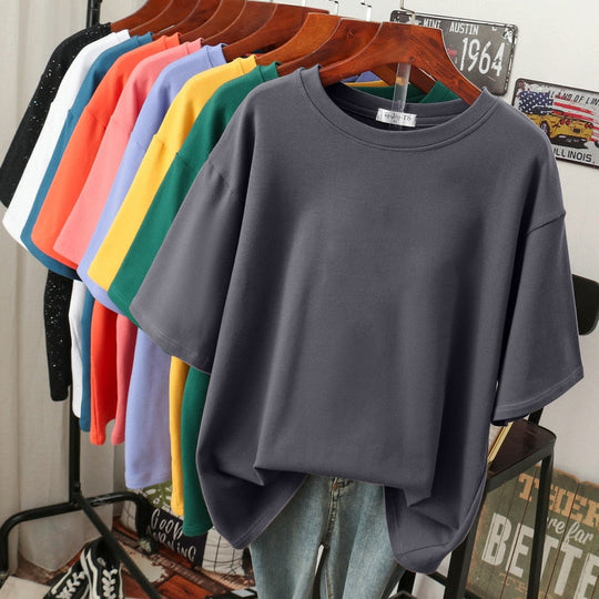 R&B | Oversized Baumwoll-Basic-T-Shirt für Damen