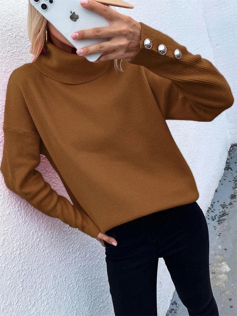 R&B | Lässiger Strickpullover mit Hohem Kragen
