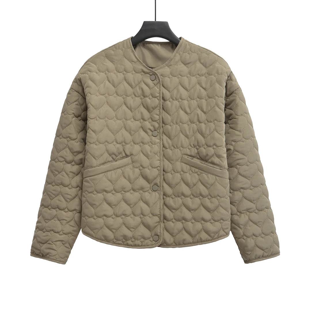 R&B | Steppjacke mit Herzen – Leichter Puffer mit Druckknöpfen