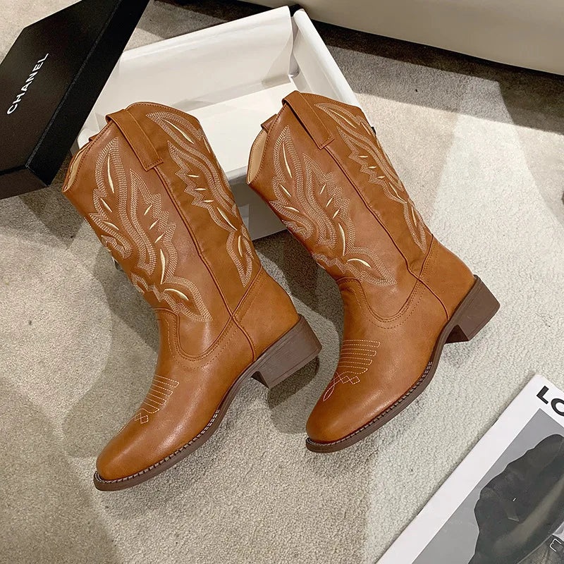 R&B | Bestickte Cowboystiefel Aus Leder für Damen