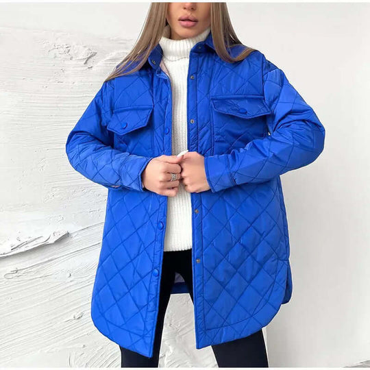 R&B | Klassische Gesteppte Damenjacke Mit Druckknopfverschluss Und Taillengürtel