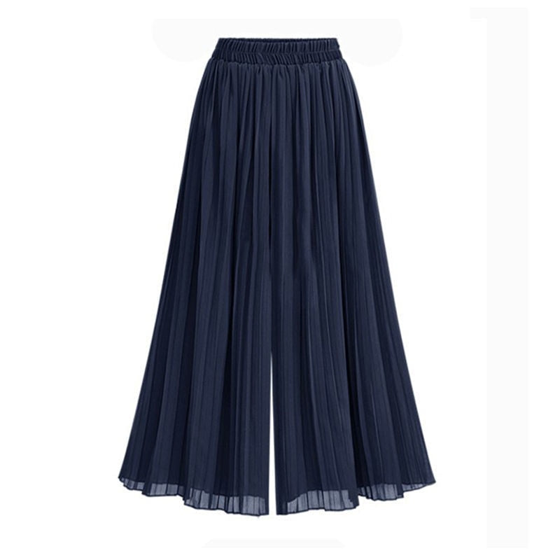 R&B | Damenhose mit weitem Bein und Mesh-Detail