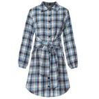 Kariertes Hemdkleid mit Gürtel und Knopfdetails