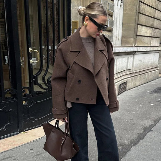 R&B | Wolliger Mid-Length/Kurzer Trenchcoat