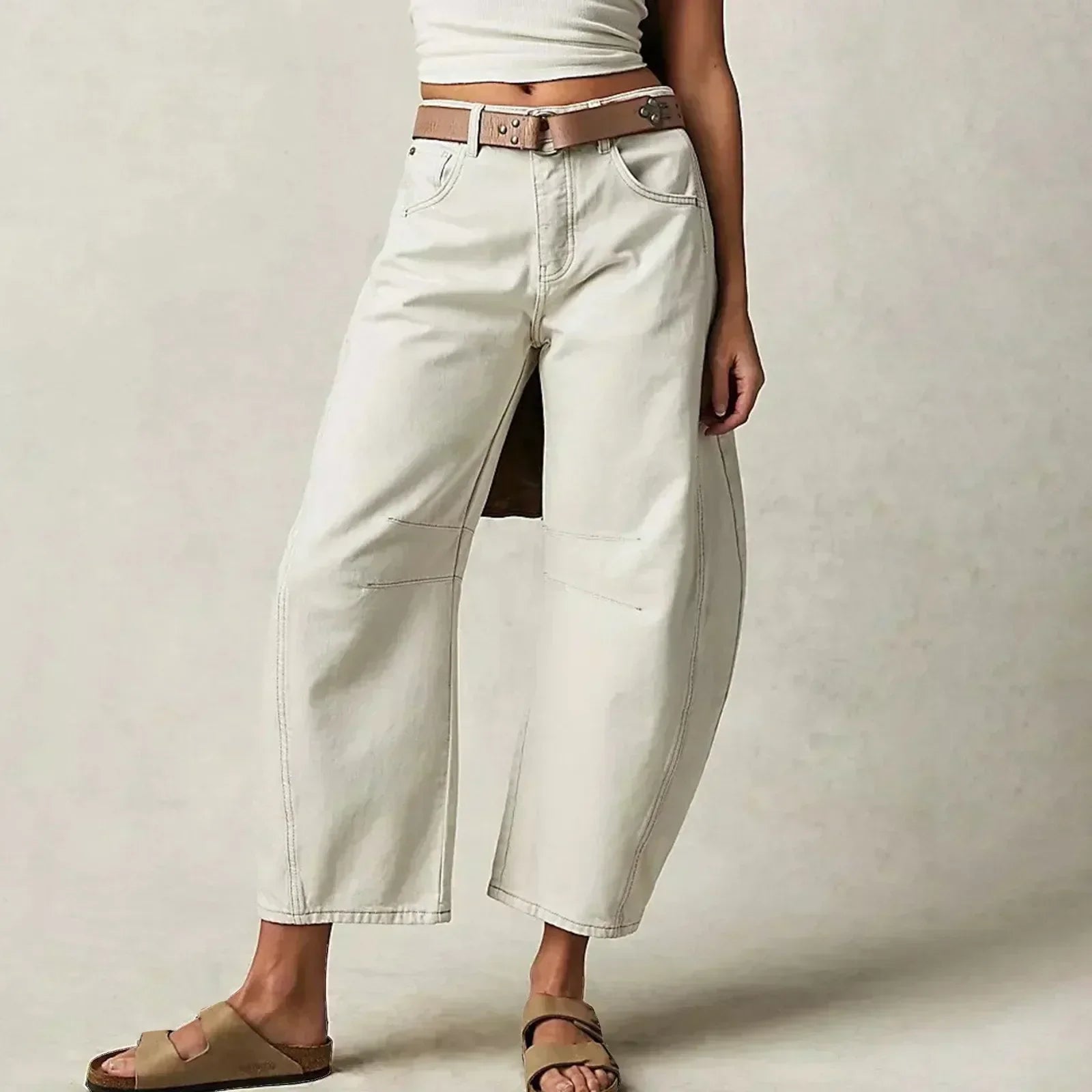 R&B | Damen Trendy Weite-Bein Hose Denim
