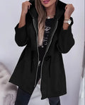 R&B | Frühlingsjacke mit Kapuze und plissiertem Bund