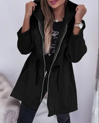 R&B | Frühlingsjacke mit Kapuze und plissiertem Bund
