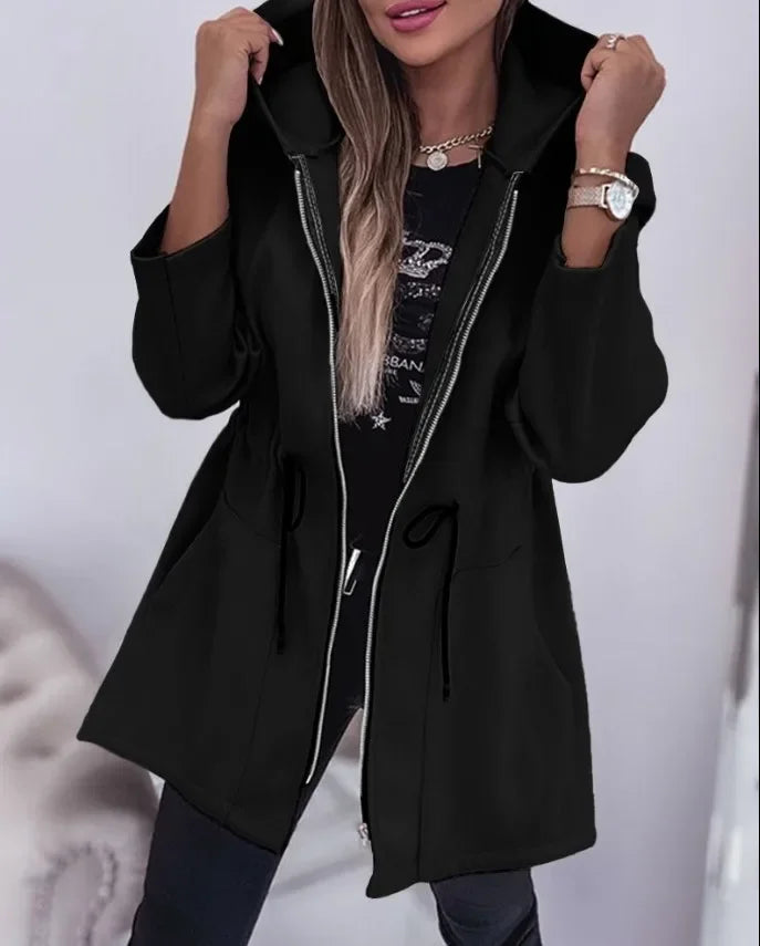 R&B | Frühlingsjacke mit Kapuze und plissiertem Bund