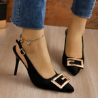 R&B | Sommer Damen High Heels Sandalen High Heels Pumps Luxus Designer Mittel Niedrig Absätze Fest Slip-On Schuhe