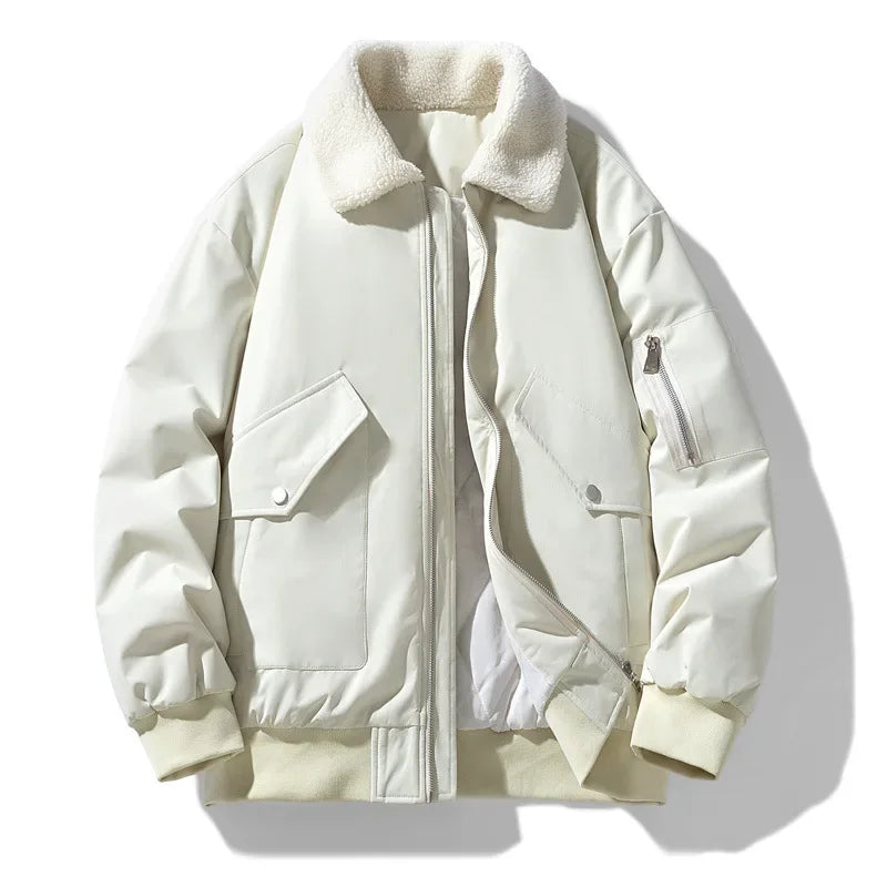 R&B | Winter Bomberjacke mit Modischem Lammfellkragen - Lässiger Stil für Kalte Tage
