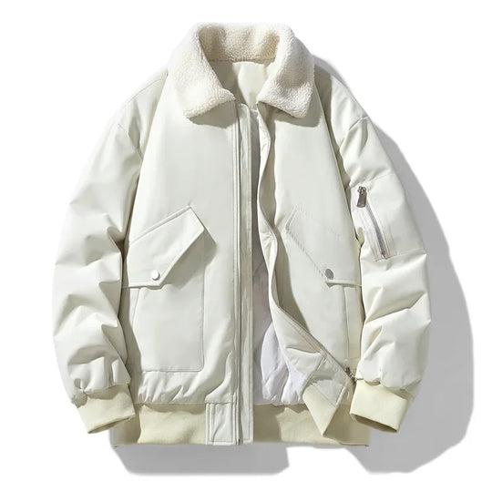 R&B | Winter Bomberjacke mit Modischem Lammfellkragen - Lässiger Stil für Kalte Tage