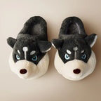 R&B | Weiche Damenschuhe Niedliche Husky Hausschuhe für Zuhause
