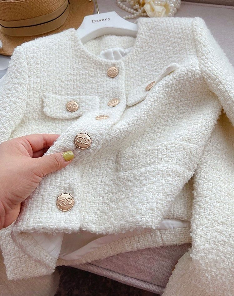 R&B | Damen Tweedjacke mit Rundhalsausschnitt