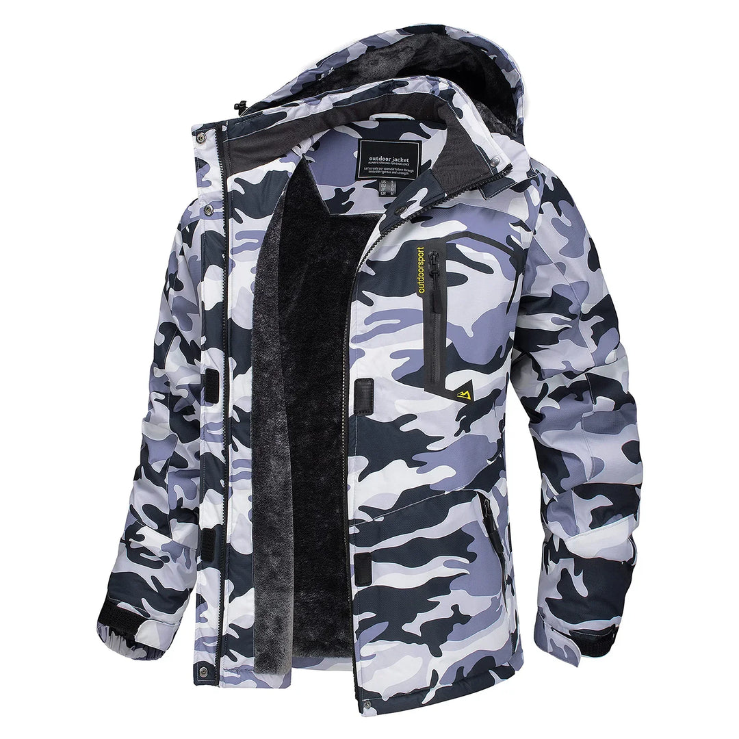 R&B | Dicke Kapuzen Camo Skijacke