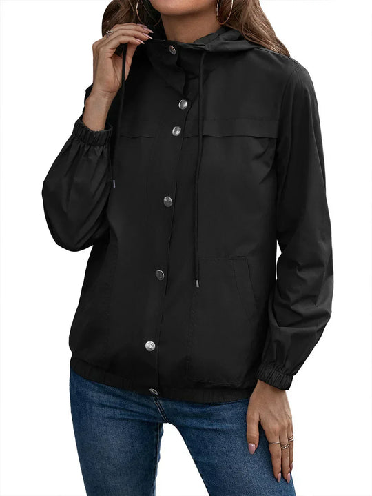 R&B | Damen Kapuze Wasserdichter Trenchcoat Langarm