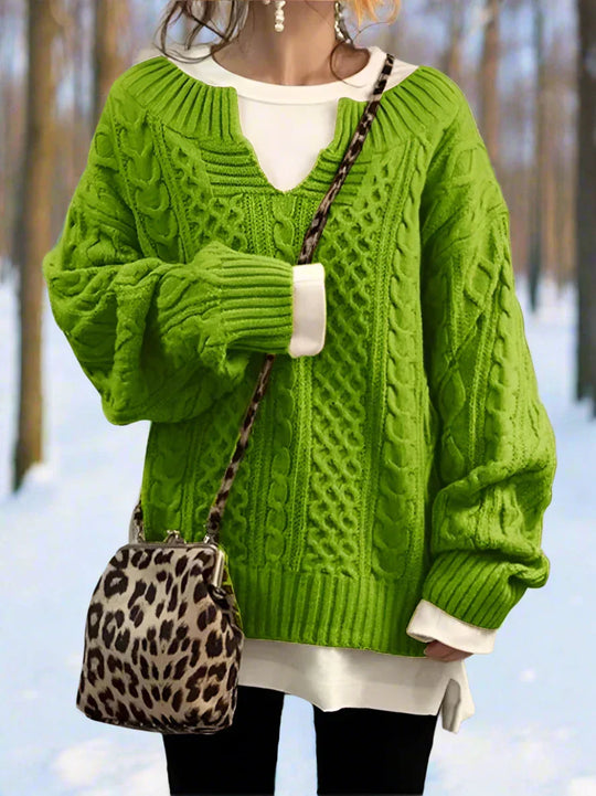 R&B | Wolle Kabelstrickpullover Übergröße Strickpullover