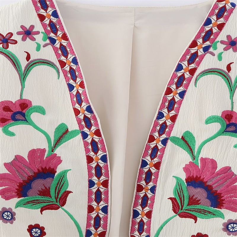 R&B | Vintage Blumenbestickte Weste für Damen