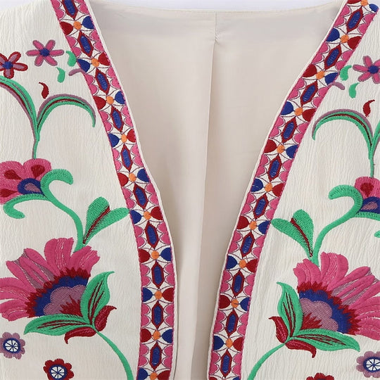 R&B | Vintage Blumenbestickte Weste für Damen