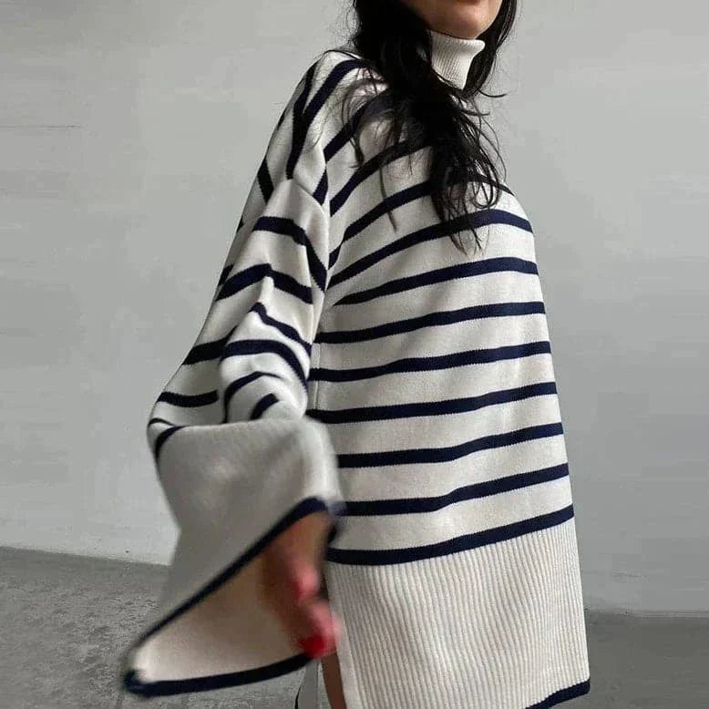 R&B | Strickpullover Oversized Fit Weicher Rollkragen Langer Ärmel Freizeit Design