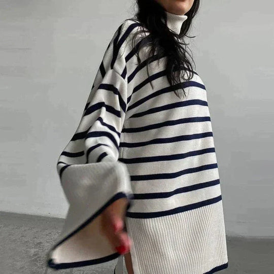 R&B | Strickpullover Oversized Fit Weicher Rollkragen Langer Ärmel Freizeit Design