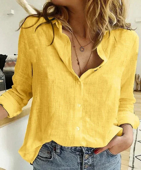 Elegantes, lässiges Damenshirt mit langen Ärmeln aus Baumwolle