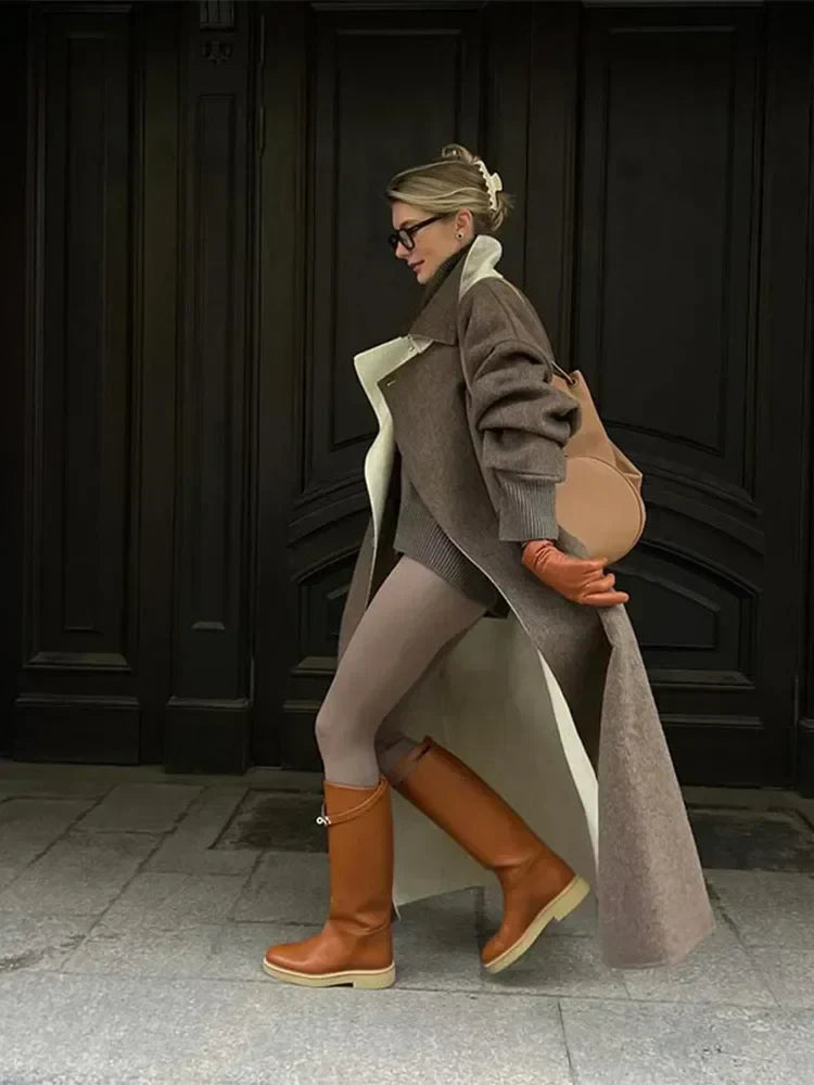 R&B | Stylischer Langer Wollmantel für Frauen