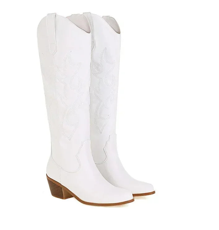 R&B | Wildleder Kniehohe Cowboystiefel Frühlingskollektion