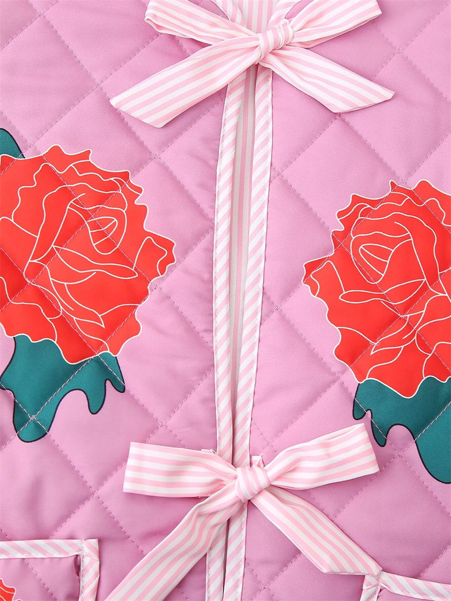 R&B | Mantel Rosa Damen mit Patchwork und Schleife