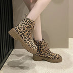 R&B | Dick-Sohlige Leopardmuster Kurze Stiefel