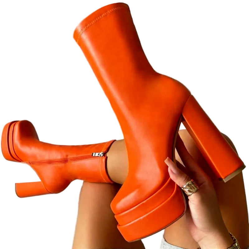 Damen Ankle Boots Plattform Kunstleder für jeden Anlass R&B