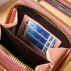 R&B | Leder Smartphone Clutch Damen Handtasche mit Touchscreen-Fenster