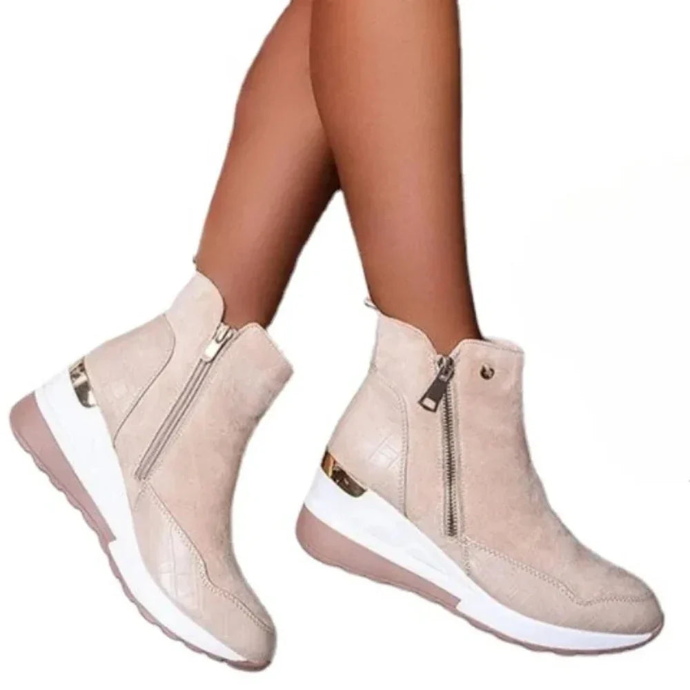 R&B | Keil-Boots Schnee Reißverschluss Warm Plüsch Winter Knöchelstiefel