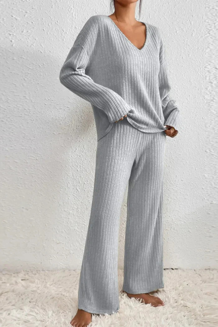 R&B | Damen Rippstrick Zwei-Teilen Loungewear Set