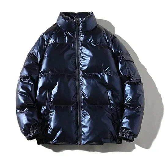 R&B - Winddichte metallische Winter-Pufferjacke