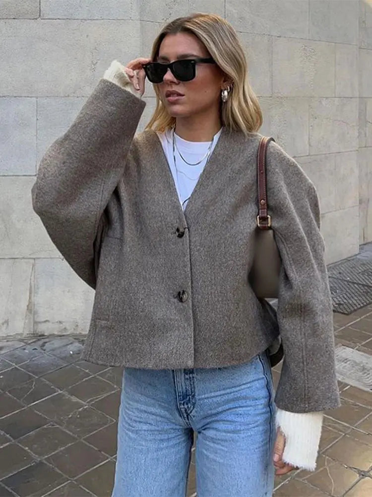 R&B | Retro Streetwear-Jacke für Damen mit Schicker Doppelknopfheftung