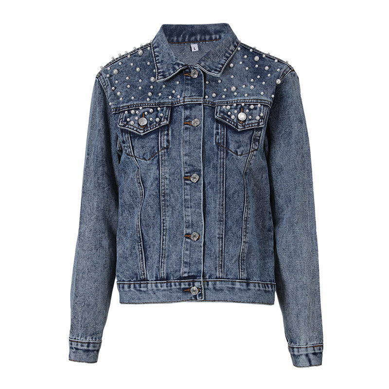 R&B | Jeansjacke - Denim-LiR&Bling mit Stilvoller Perlenverzierung