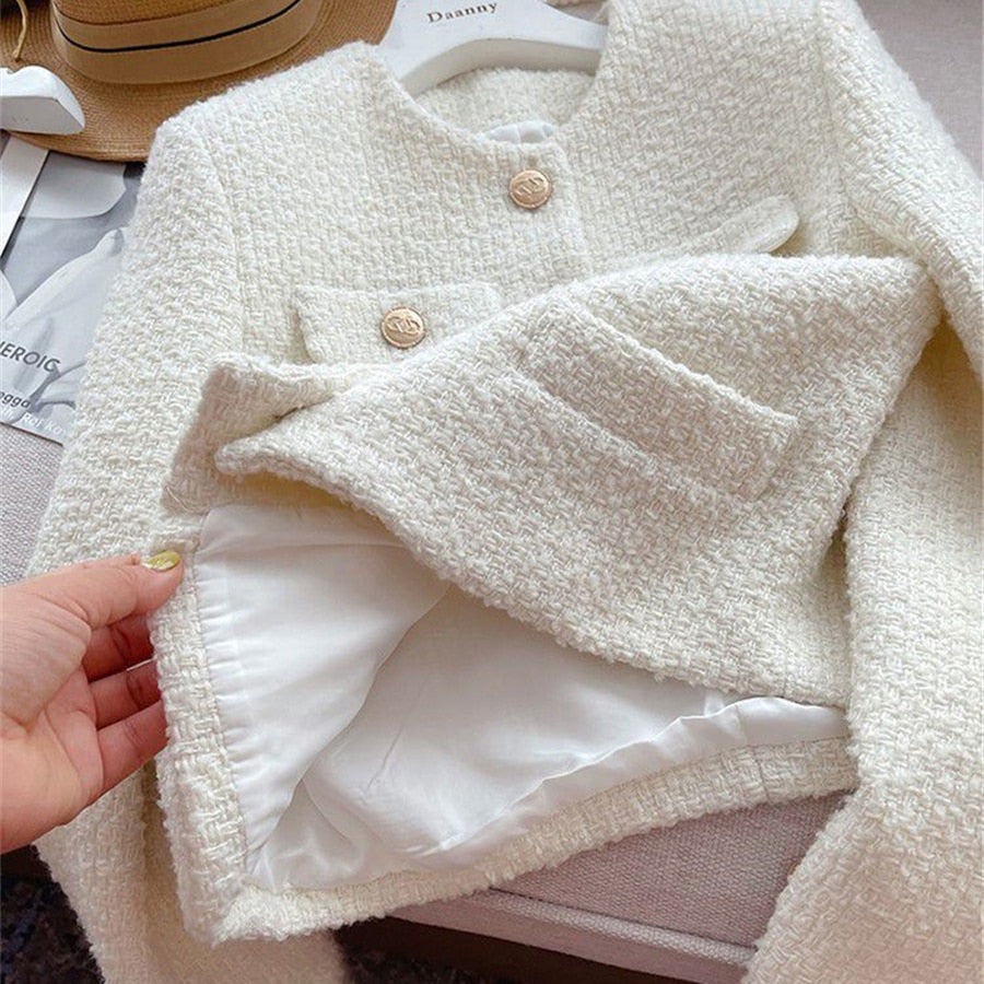 R&B | Damen Tweedjacke mit Rundhalsausschnitt