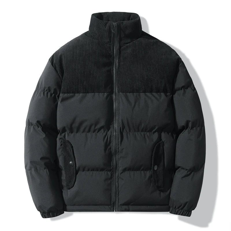 R&B | Unisex gesteppte Jacke mit Details aus kordeligem Samt Aiden