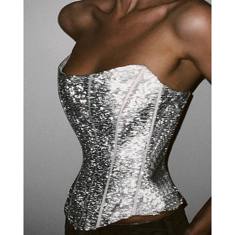 R&B | Korsett Strapless Glitzer Top