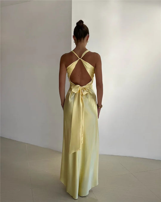 R&B | Schleife Rückenfrei Abend Maxi Kleid