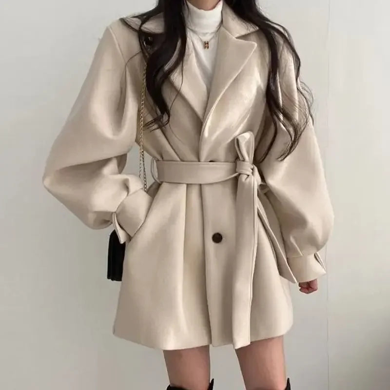 R&B | Damen Trenchcoat mit Gürtel Langarm