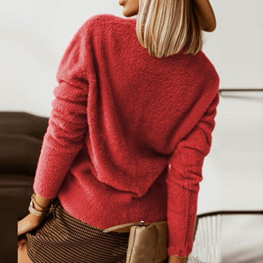 R&B | Strickjacke Weiche Strickware V-Ausschnitt Große Knöpfe Lockere Passform