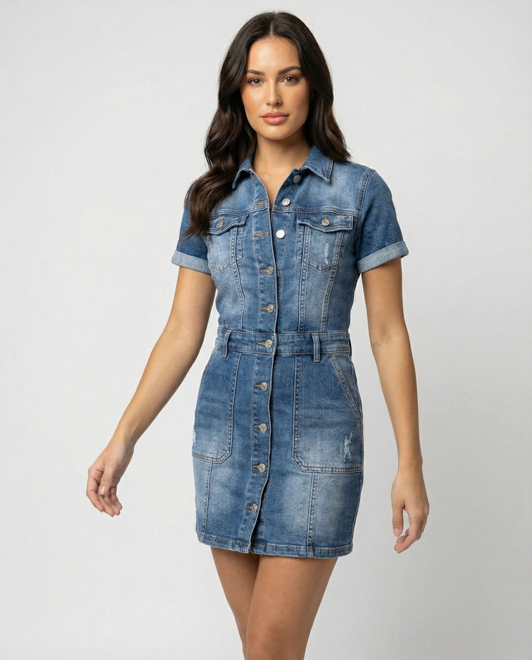 R&B | Ulrike Einreihiges Denim-Kleid